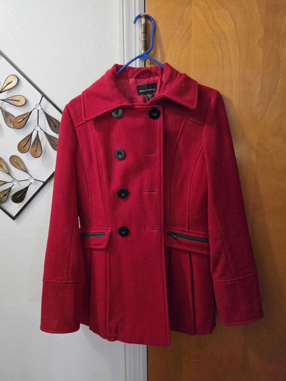 Victorias Secret Bright Red Double-Breasted Pea Coat Size M
